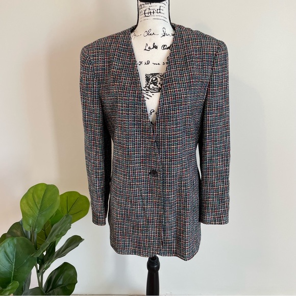 Vintage Liz Claiborne power suit blazer 80’s tweed multicolored with pockets 🔥 - Picture 2 of 11